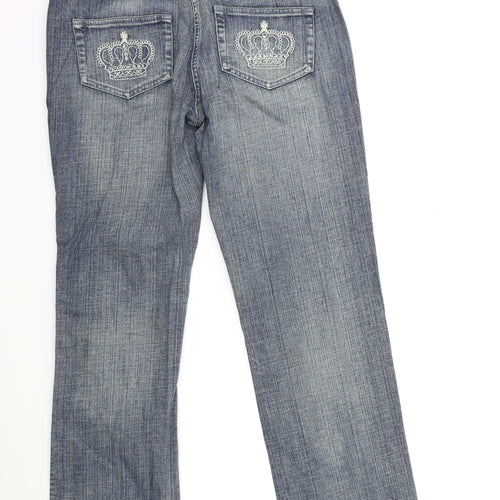 lime Womens Blue  Denim Flared Jeans Size 14 L30 in