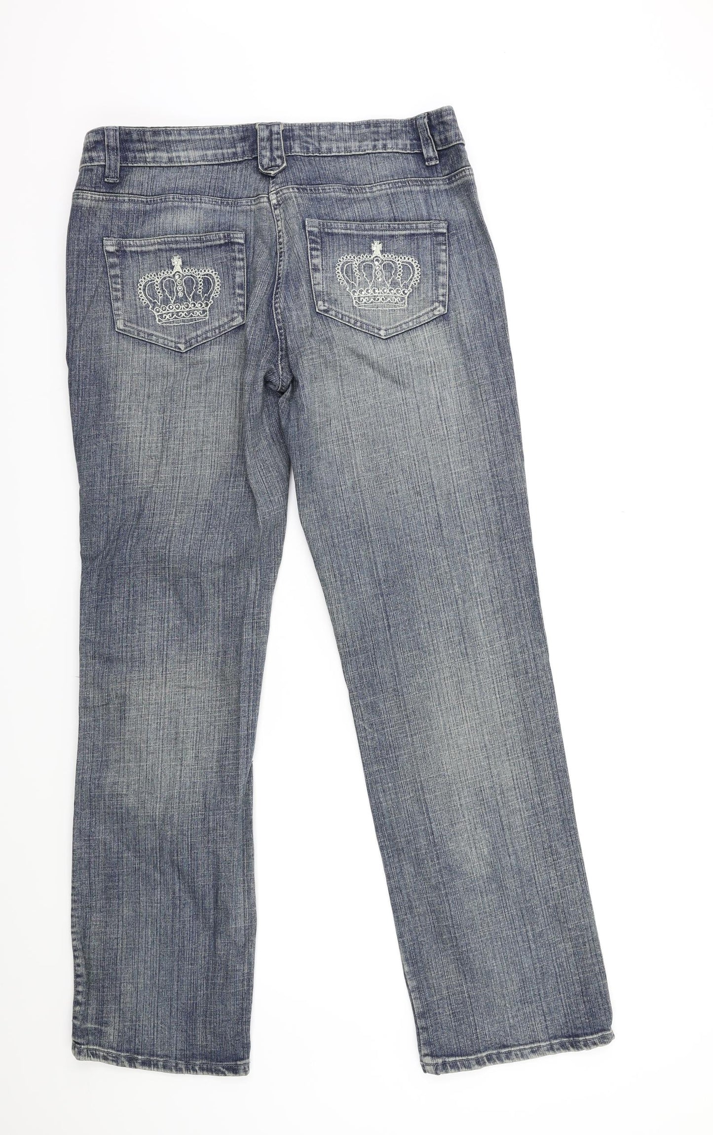 lime Womens Blue  Denim Flared Jeans Size 14 L30 in