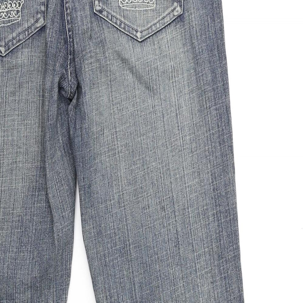 lime Womens Blue  Denim Flared Jeans Size 14 L30 in