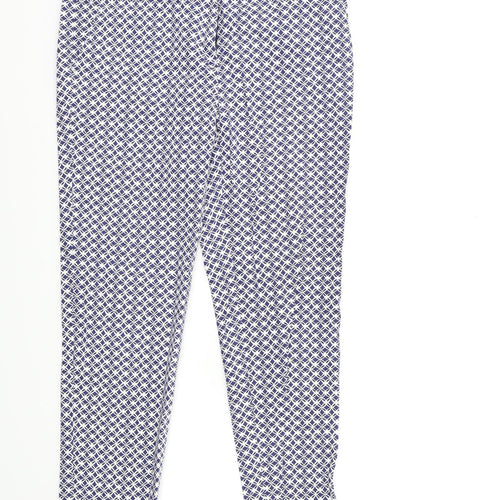 TU Womens Blue Geometric  Trousers  Size 10 L25 in