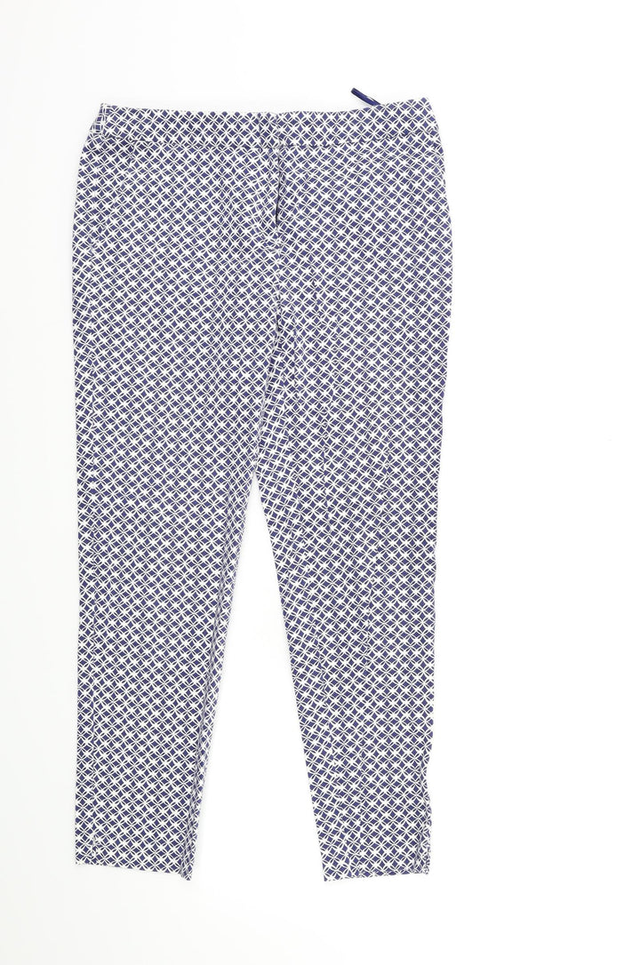 TU Womens Blue Geometric Trousers Size 10 L25 in