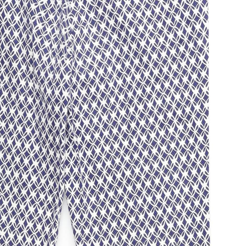 TU Womens Blue Geometric  Trousers  Size 10 L25 in
