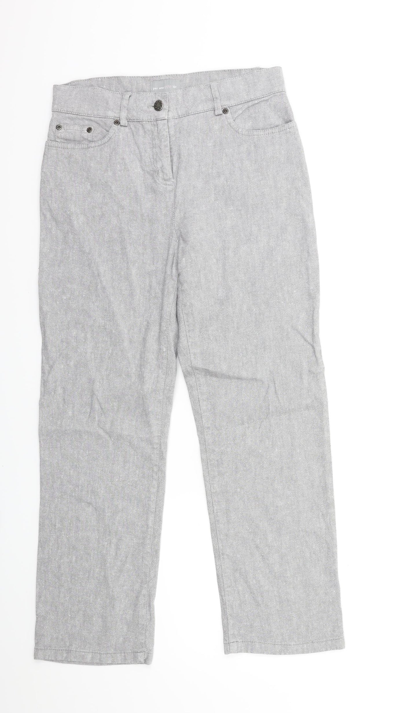 Per Una Womens Grey   Trousers  Size 10 L25 in