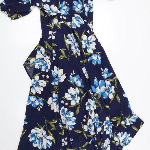 SheIn Womens Blue Floral  Fit & Flare  Size S