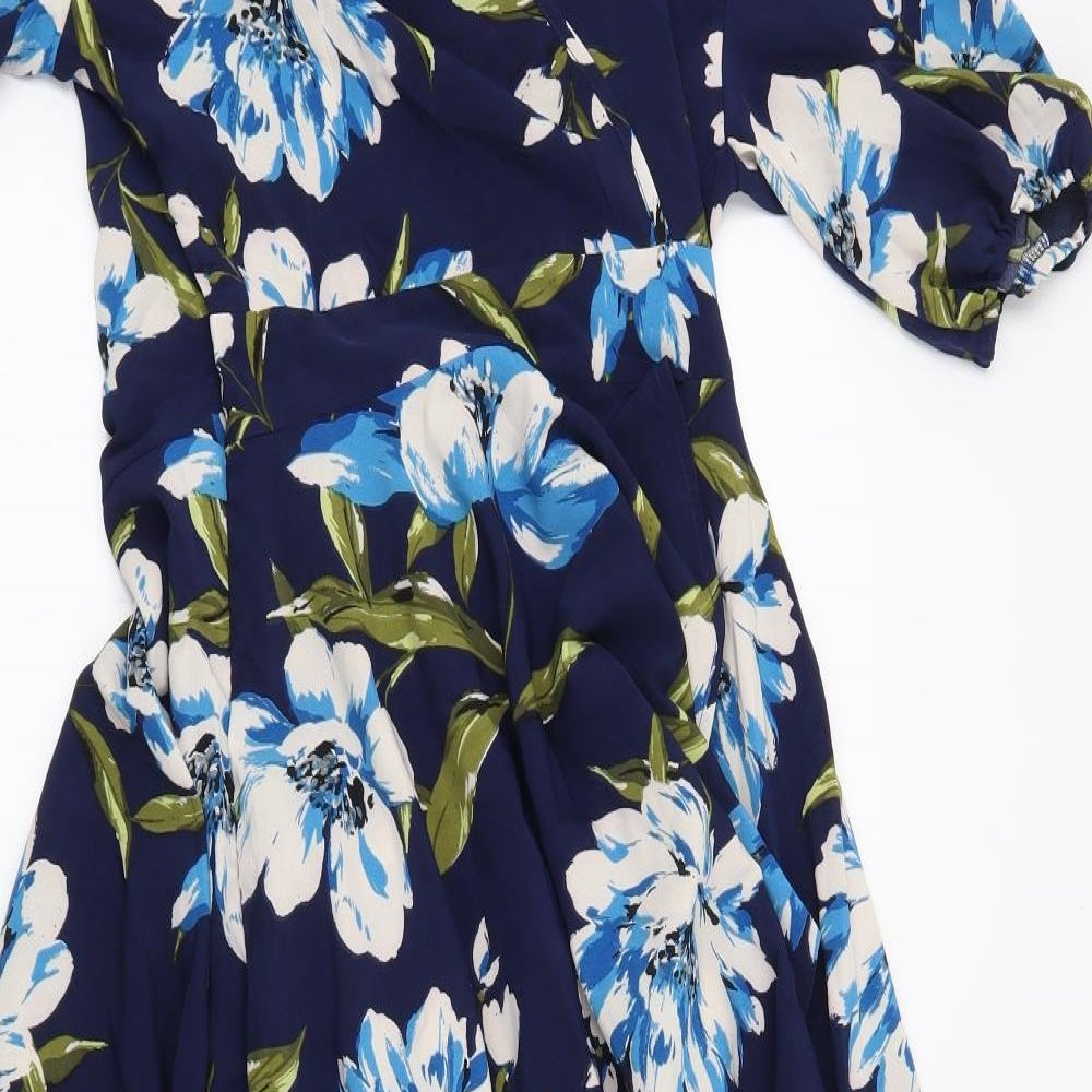 SheIn Womens Blue Floral  Fit & Flare  Size S
