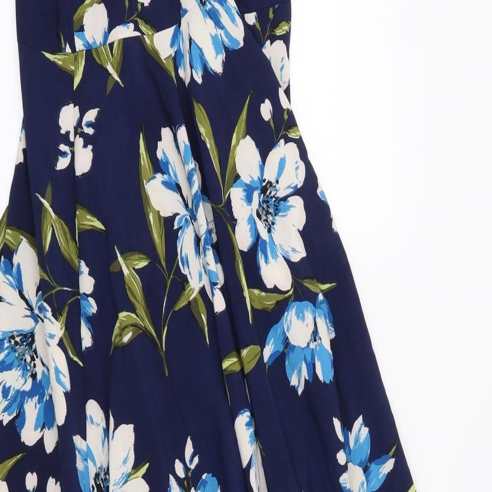 SheIn Womens Blue Floral  Fit & Flare  Size S