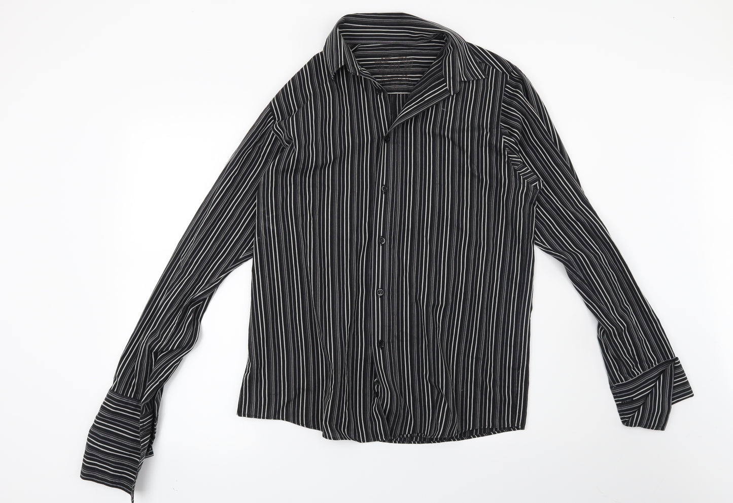 Cedar Wood State Mens Black Striped   Button-Up Size M