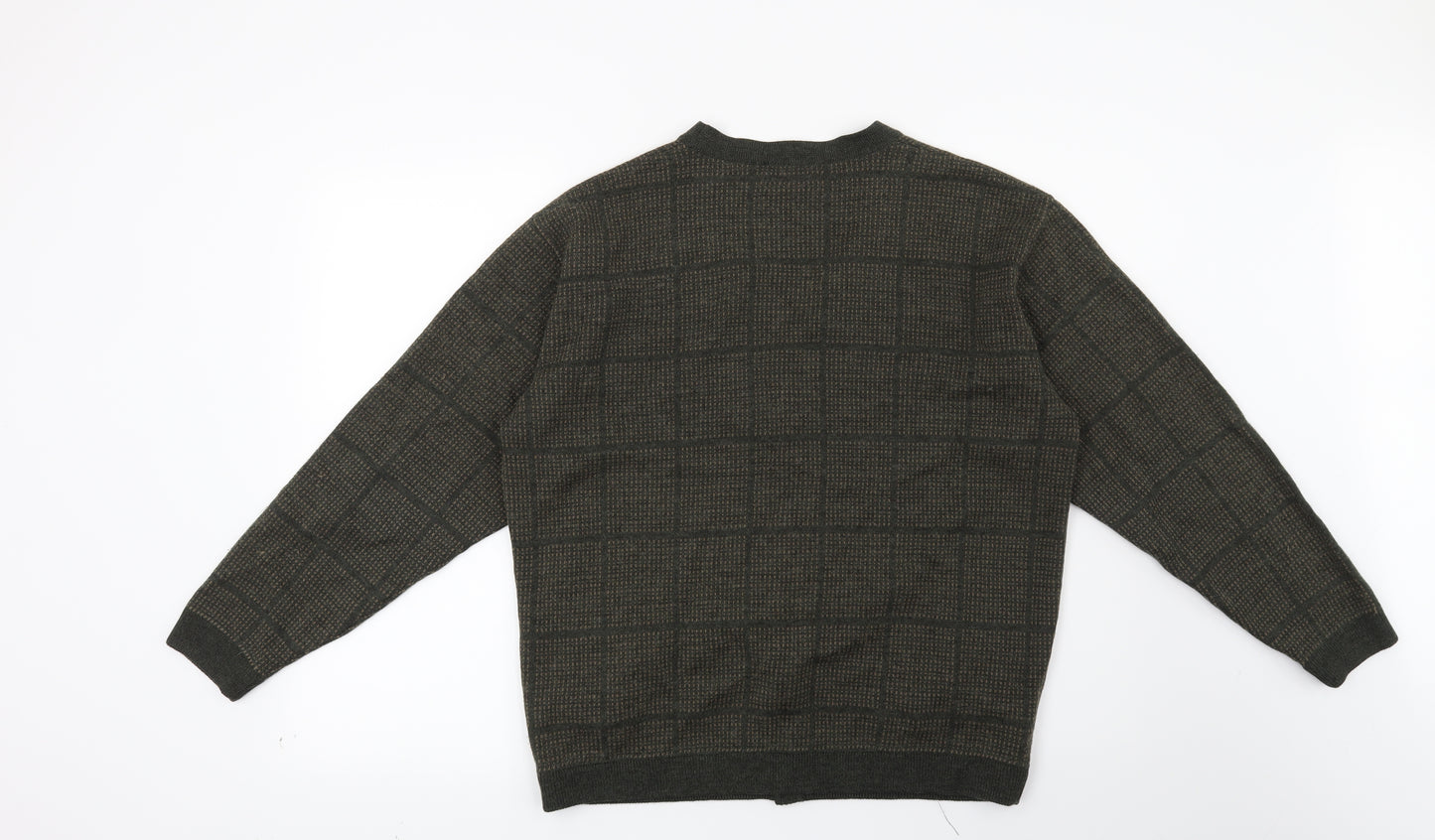 Wolsey Mens Green Check  Cardigan Jumper Size M