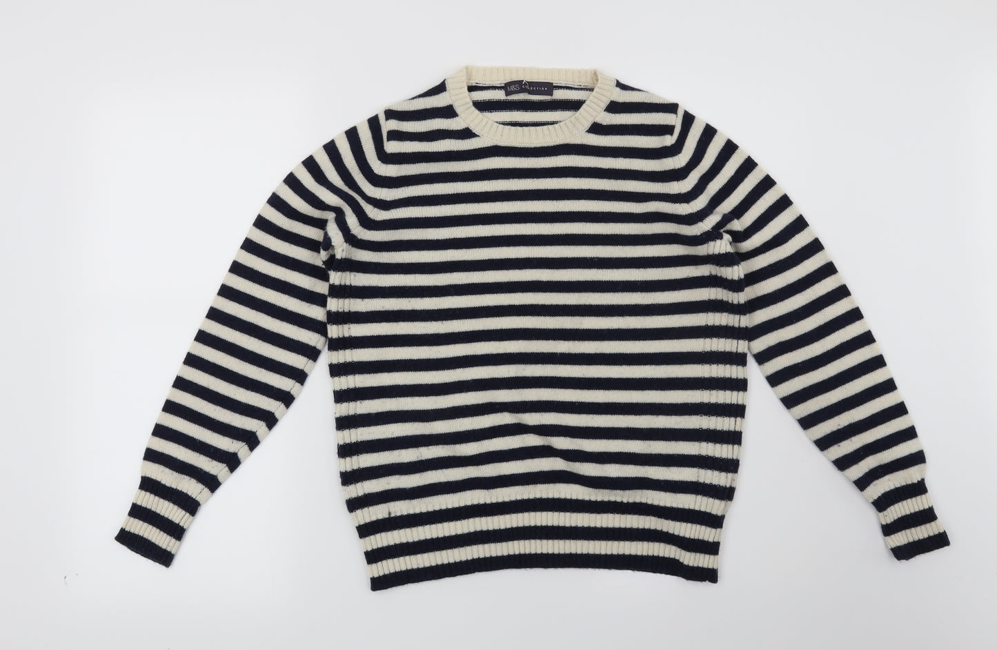 Marks and Spencer Womens Blue Striped  Pullover Jumper Size 14