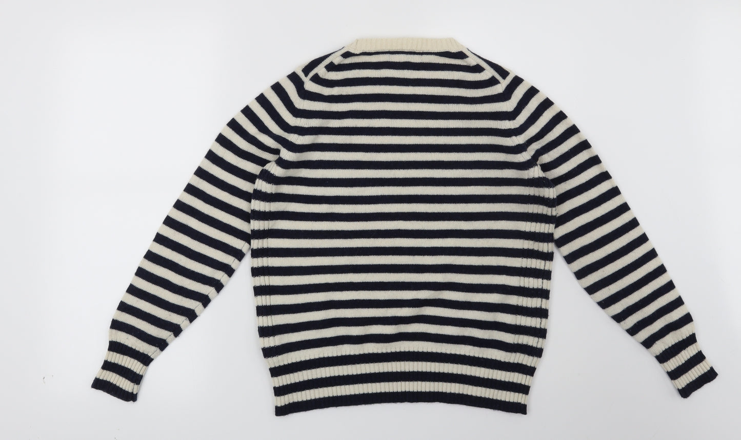 Marks and Spencer Womens Blue Striped  Pullover Jumper Size 14