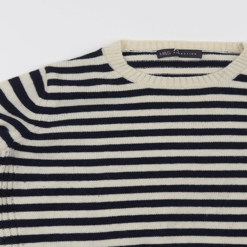 Marks and Spencer Womens Blue Striped  Pullover Jumper Size 14