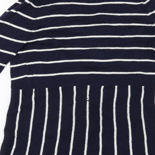 Soon Womens Blue Striped  Cardigan Jumper Size 12