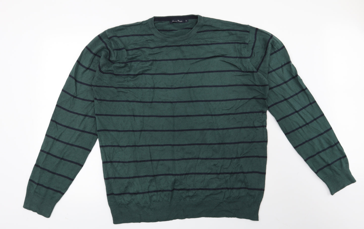James Pringle Mens Green Striped  Pullover Jumper Size XL
