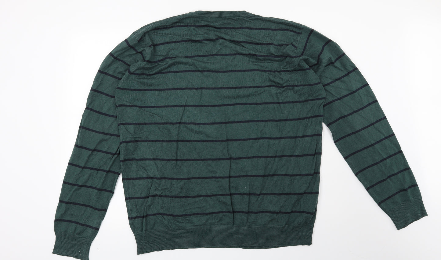 James Pringle Mens Green Striped  Pullover Jumper Size XL