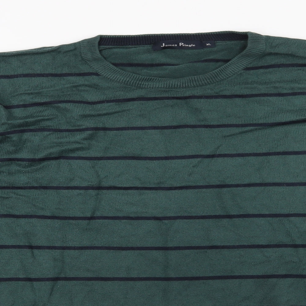 James Pringle Mens Green Striped  Pullover Jumper Size XL