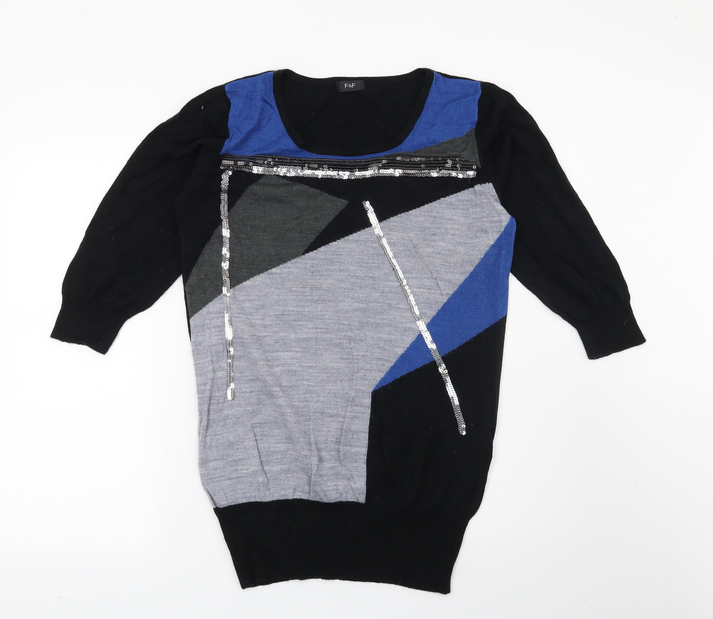 F&F Womens Black Geometric  Pullover Jumper Size 14