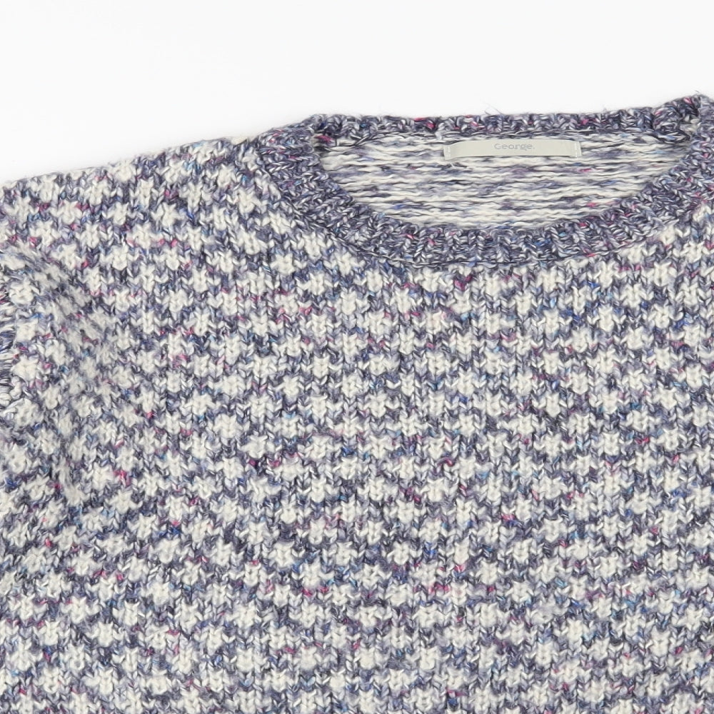 George Womens Blue Geometric  Pullover Jumper Size 8