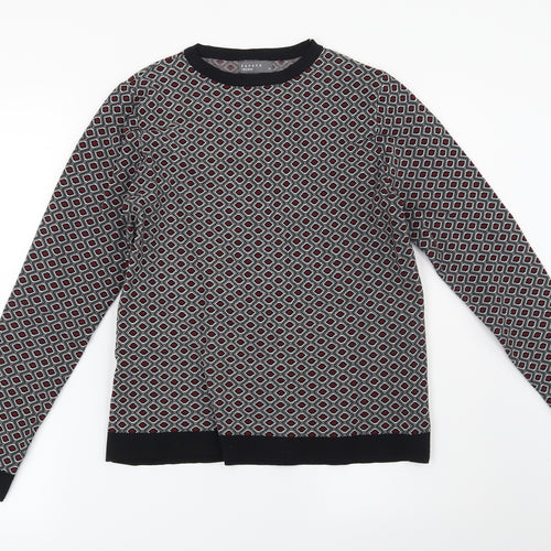 Papaya Womens Black Geometric  Pullover Sweatshirt Size 14