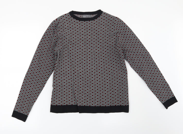 Papaya Womens Black Geometric  Pullover Sweatshirt Size 14