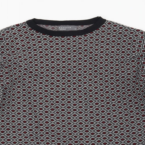 Papaya Womens Black Geometric  Pullover Sweatshirt Size 14