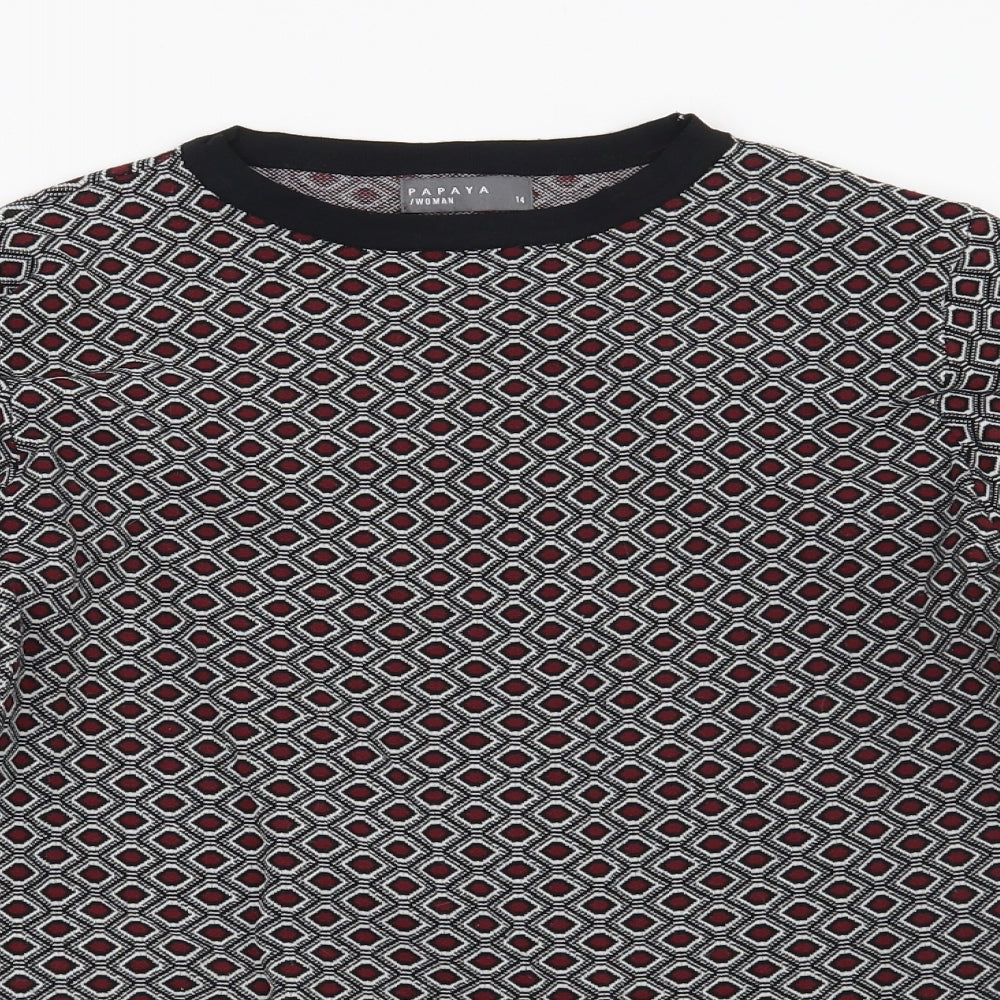 Papaya Womens Black Geometric  Pullover Sweatshirt Size 14