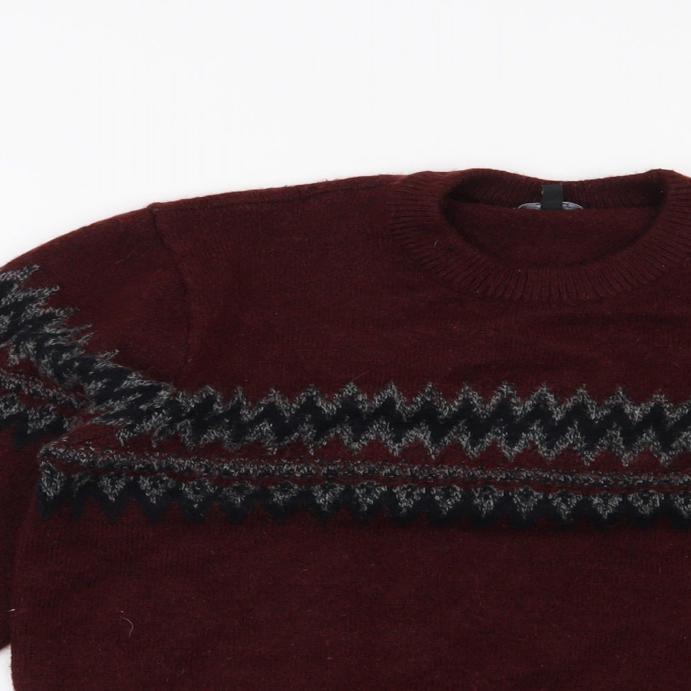 NEXT Mens Red Geometric  Pullover Jumper Size L