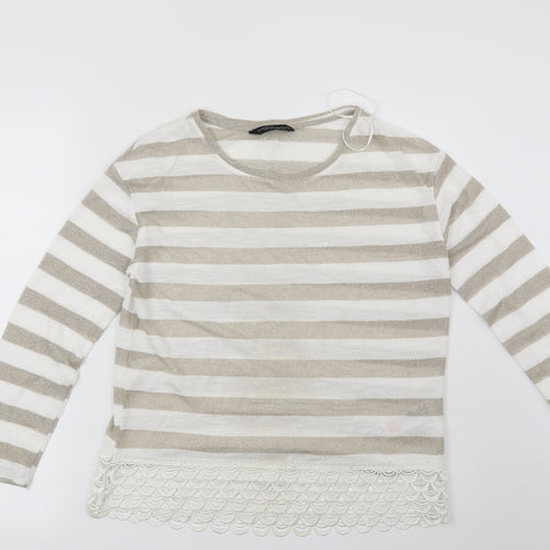 Dorothy Perkins Womens White Striped  Pullover Jumper Size 12