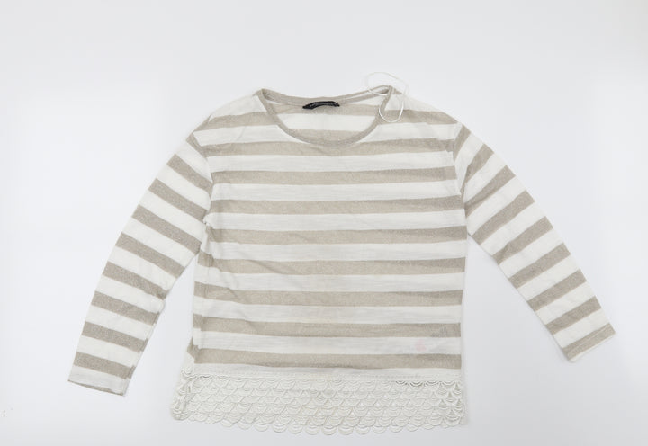 Dorothy Perkins Womens White Striped  Pullover Jumper Size 12