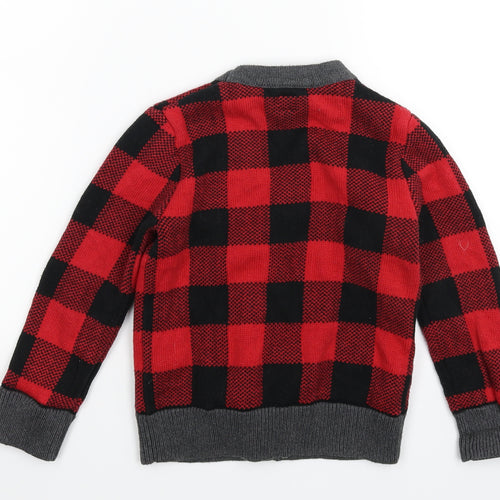 Gap Boys Multicoloured Check Knit Cardigan Jumper Size 5 Years