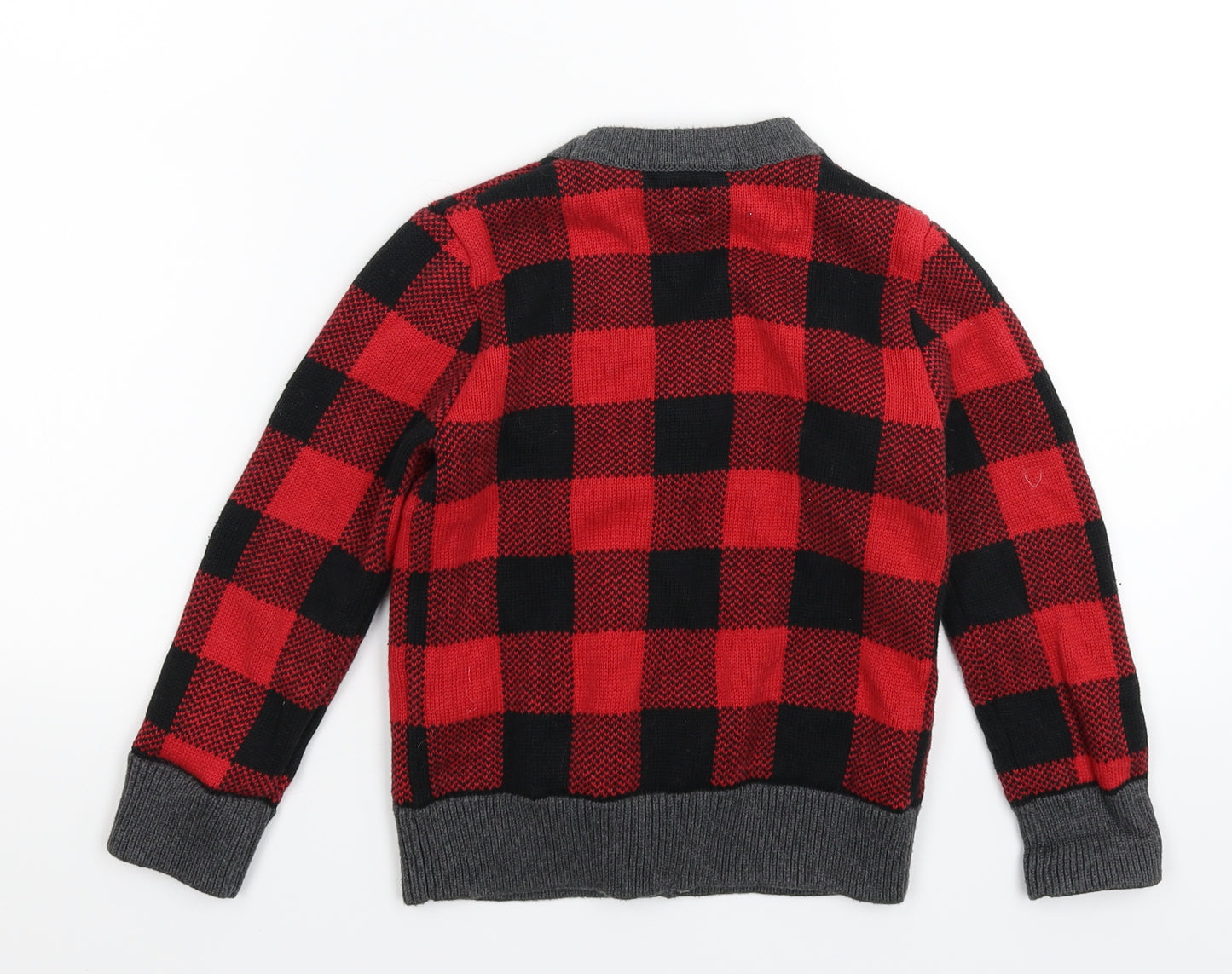 Gap Boys Multicoloured Check Knit Cardigan Jumper Size 5 Years
