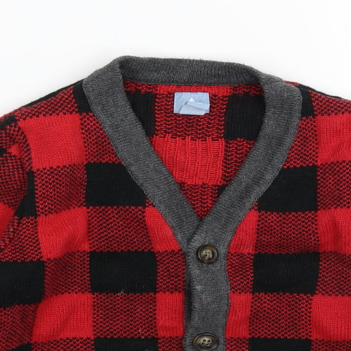 Gap Boys Multicoloured Check Knit Cardigan Jumper Size 5 Years