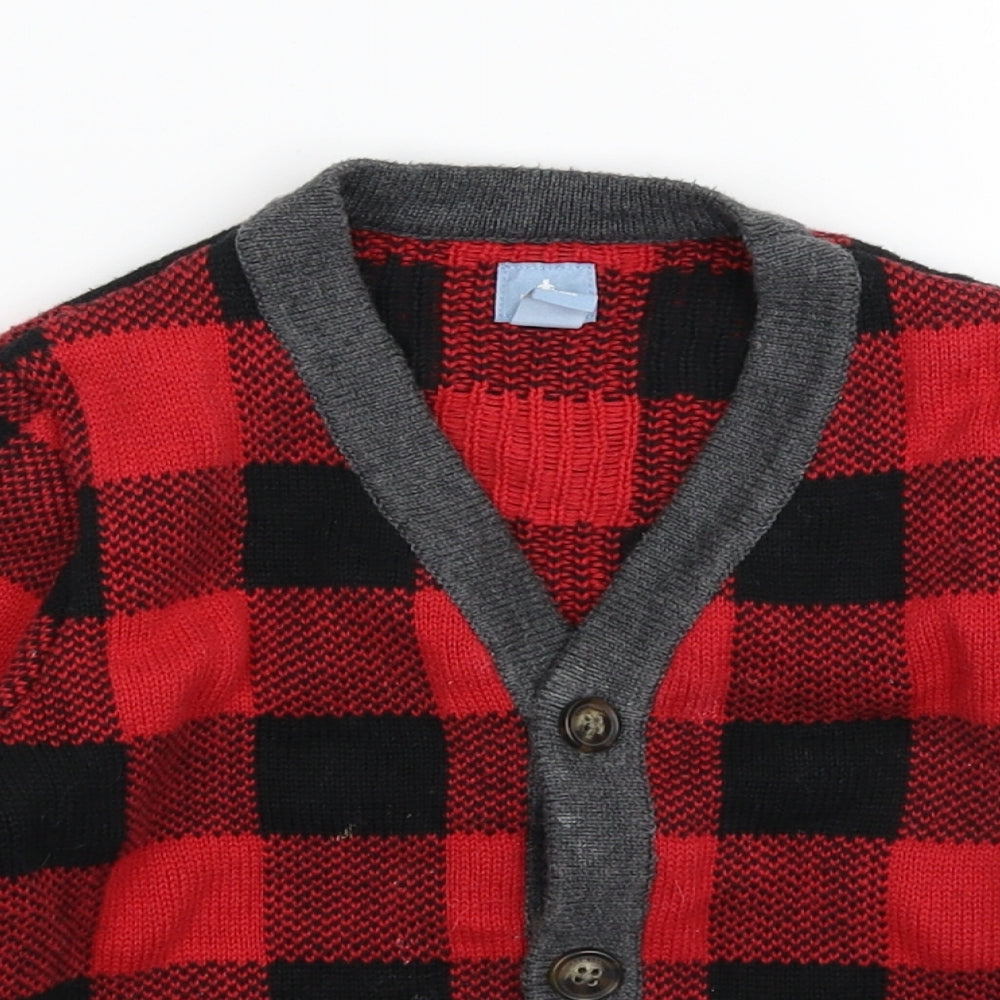 Gap Boys Multicoloured Check Knit Cardigan Jumper Size 5 Years
