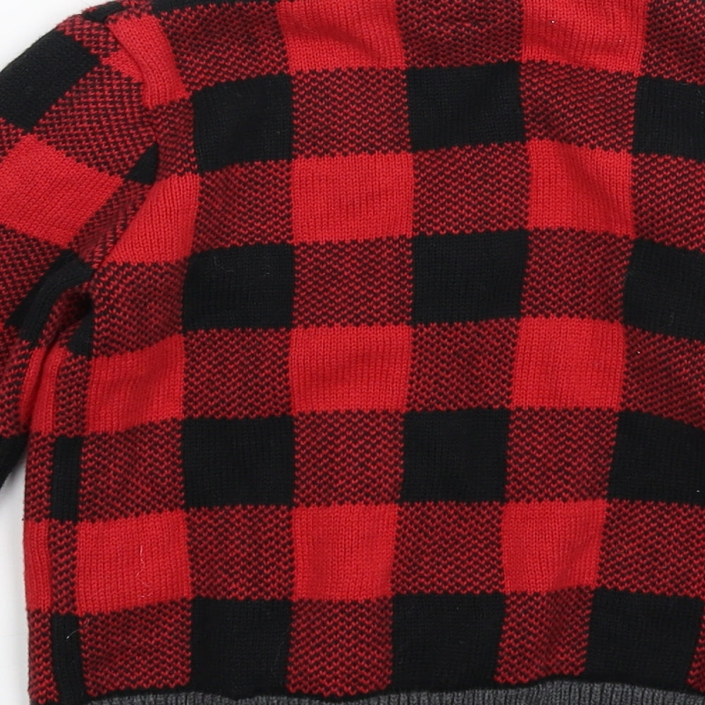 Gap Boys Multicoloured Check Knit Cardigan Jumper Size 5 Years
