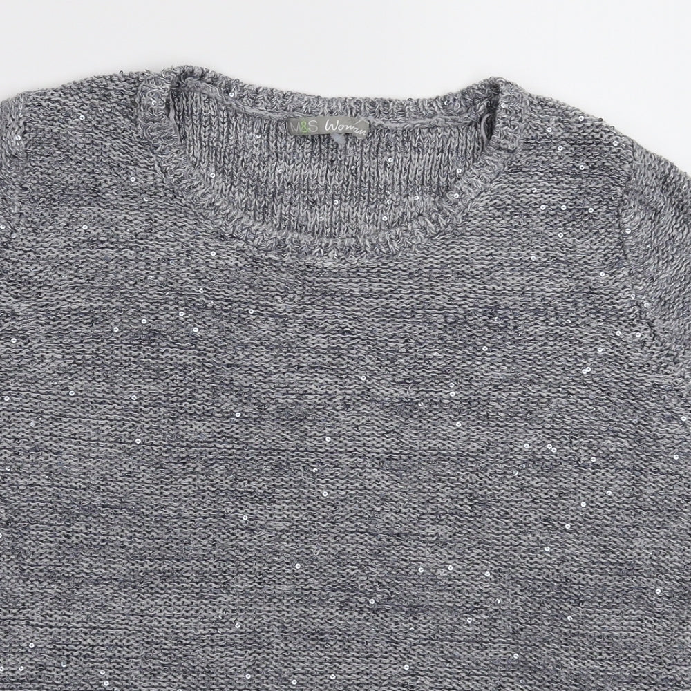 Marks and Spencer Womens Grey  Knit Pullover Jumper Size 22