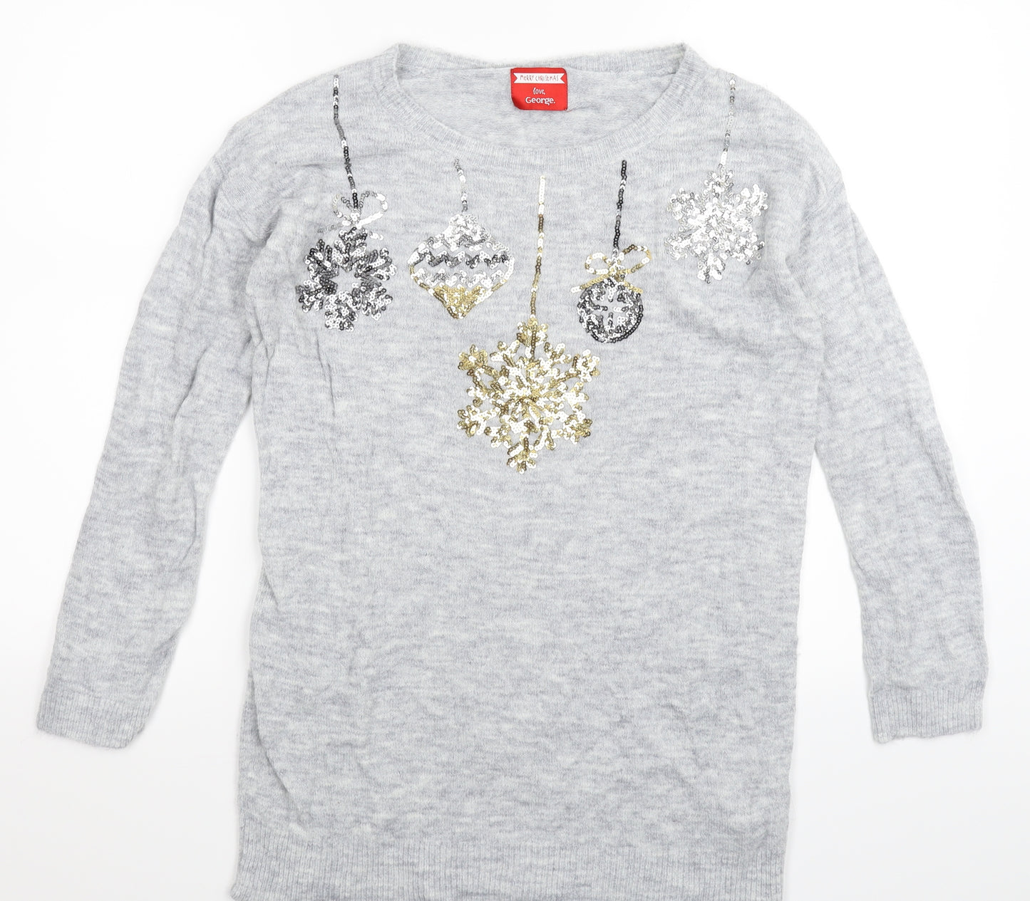 George Womens Grey  Knit Pullover Jumper Size 10  - Christmas