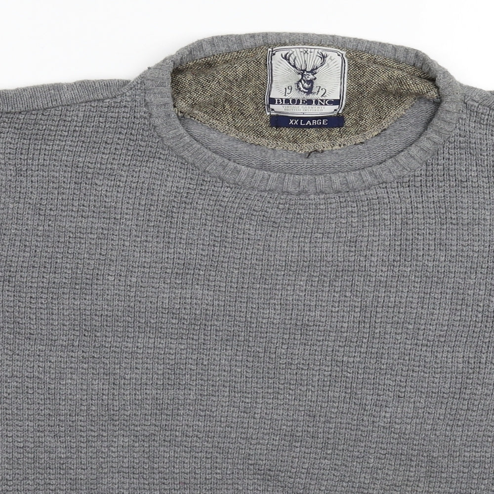 Blue Inc Mens Grey  Knit Pullover Jumper Size 2XL