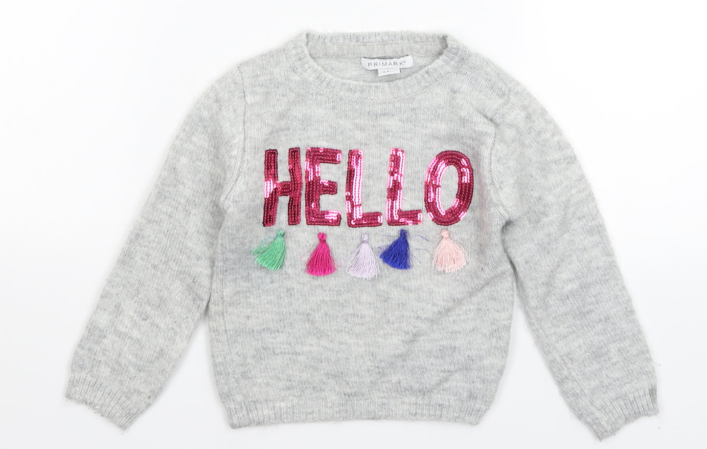 Primark Girls Grey  Knit Pullover Jumper Size 4-5 Years