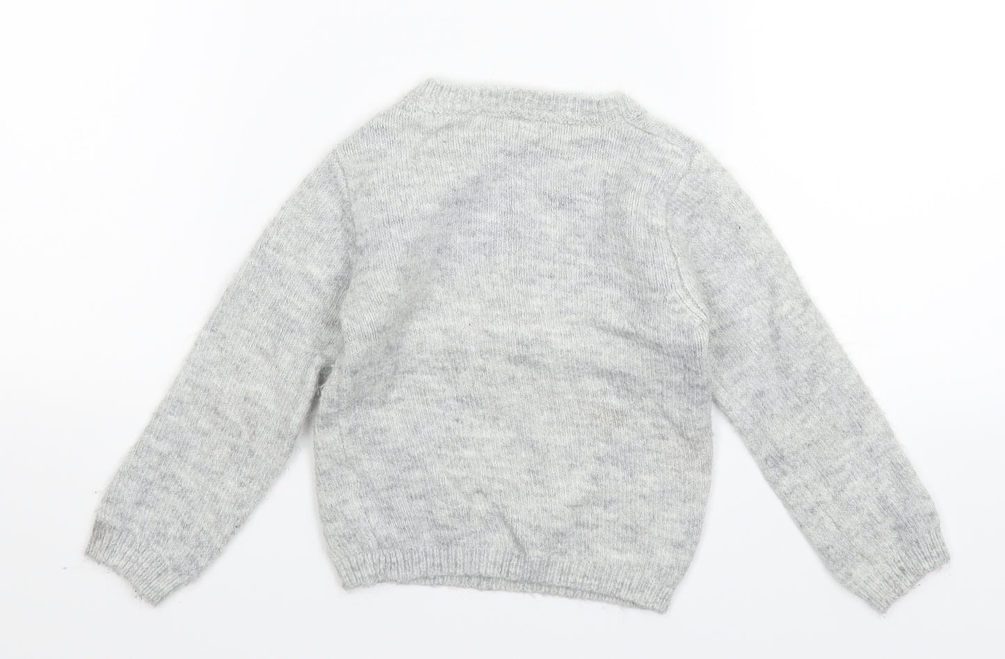 Primark Girls Grey  Knit Pullover Jumper Size 4-5 Years
