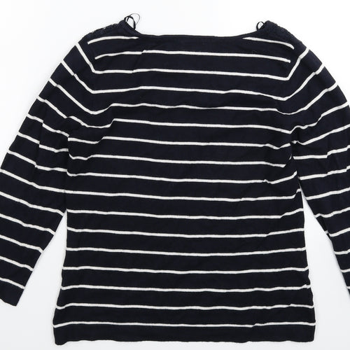 Country Casuals Womens Blue Striped Knit Pullover Jumper Size 14