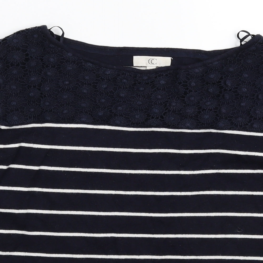 Country Casuals Womens Blue Striped Knit Pullover Jumper Size 14