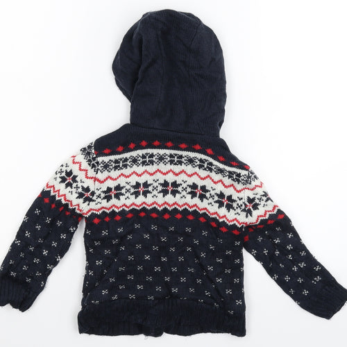 Life and Legend Boys Blue Geometric Knit Jacket Coatigan Size 2-3 Years