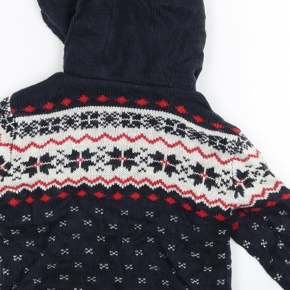 Life and Legend Boys Blue Geometric Knit Jacket Coatigan Size 2-3 Years