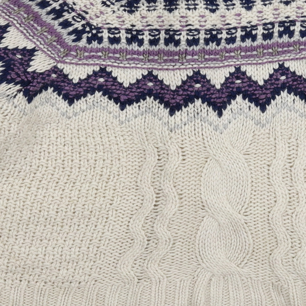 Marks and Spencer Womens White Geometric Knit Cardigan Jumper Size 14