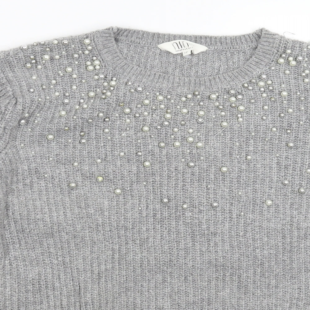 Savannah Miller Womens Grey  Knit Pullover Jumper Size 12