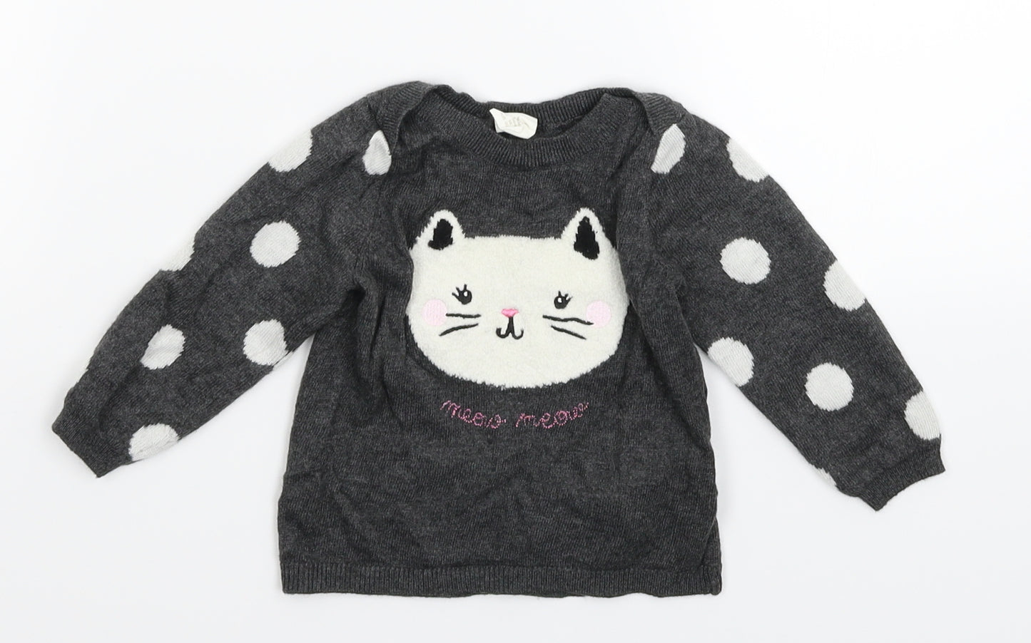 H&M Girls Grey  Knit Pullover Jumper Size 3-6 Months