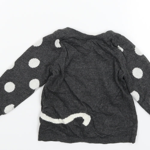 H&M Girls Grey  Knit Pullover Jumper Size 3-6 Months