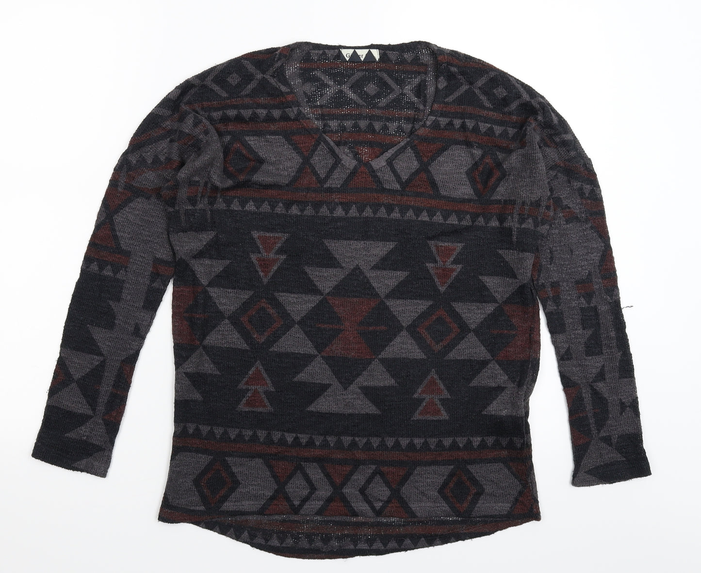 Ginger G Womens Multicoloured Geometric Knit Pullover Jumper Size M