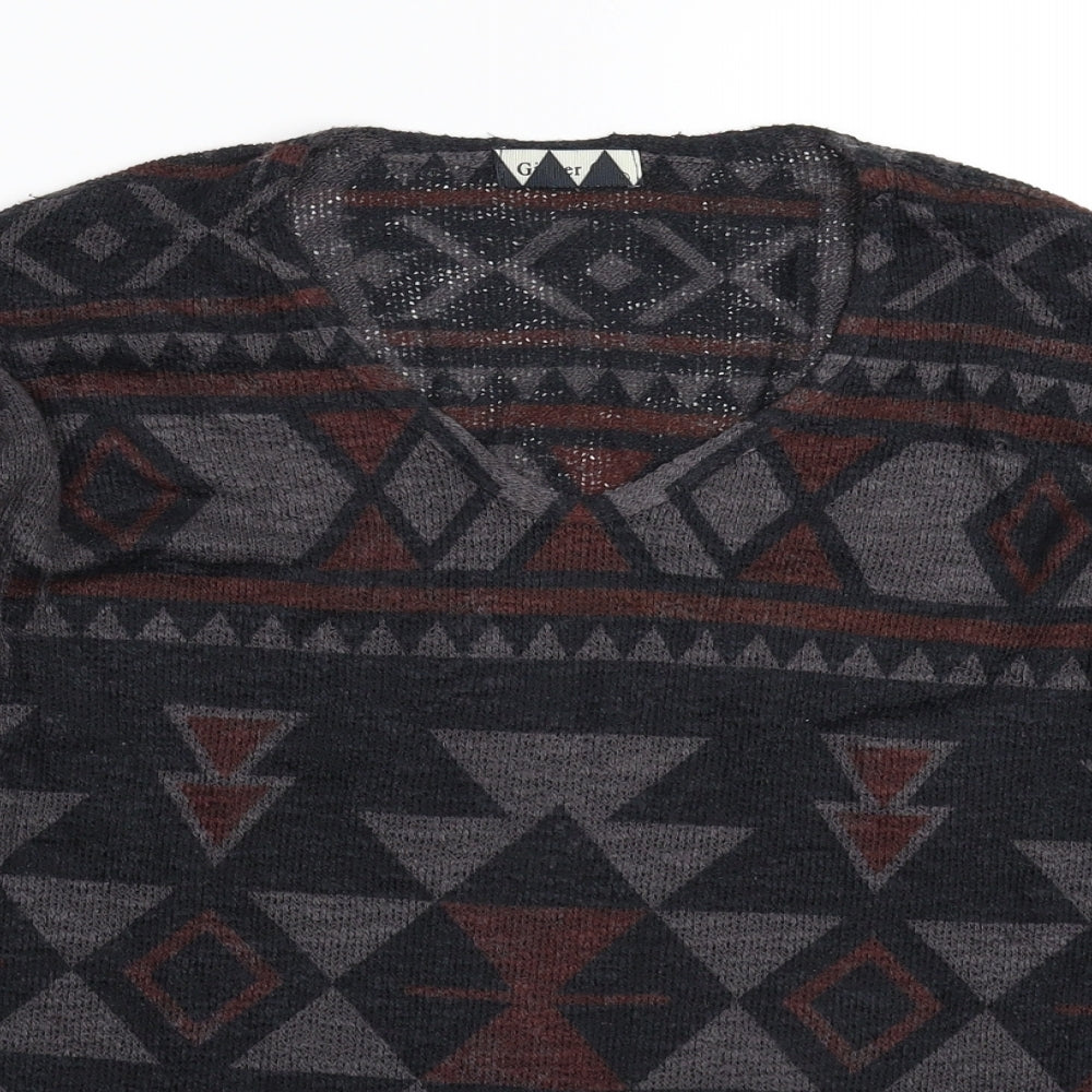 Ginger G Womens Multicoloured Geometric Knit Pullover Jumper Size M