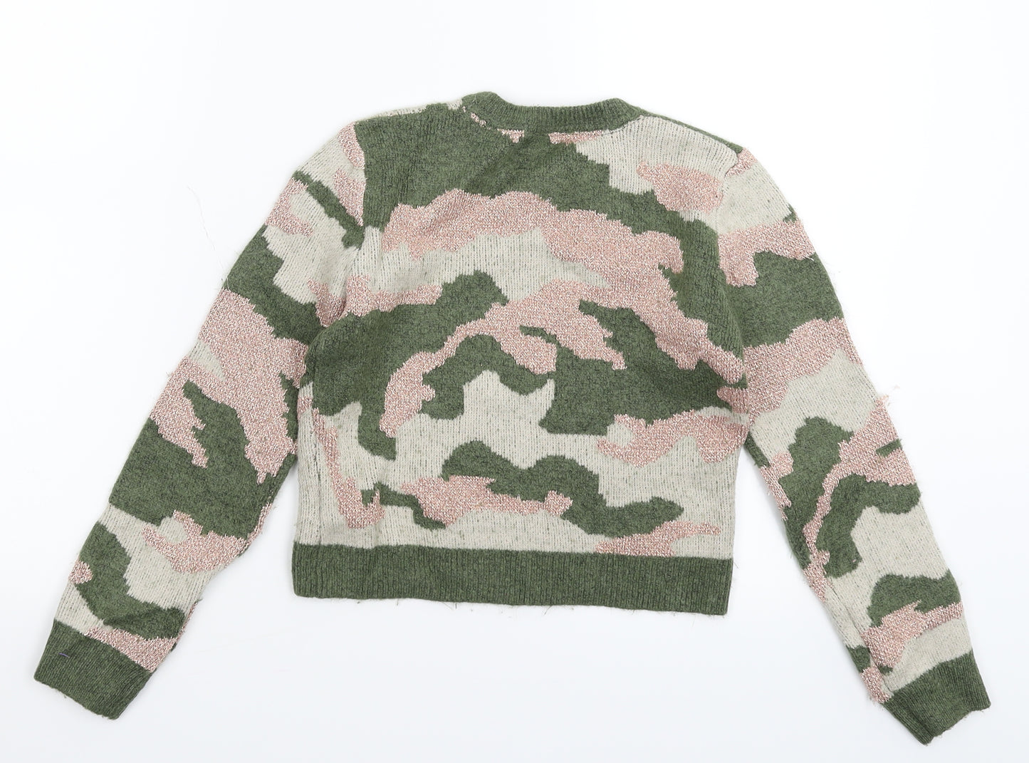 Primark Girls Multicoloured Camouflage Knit Pullover Jumper Size 10-11 Years