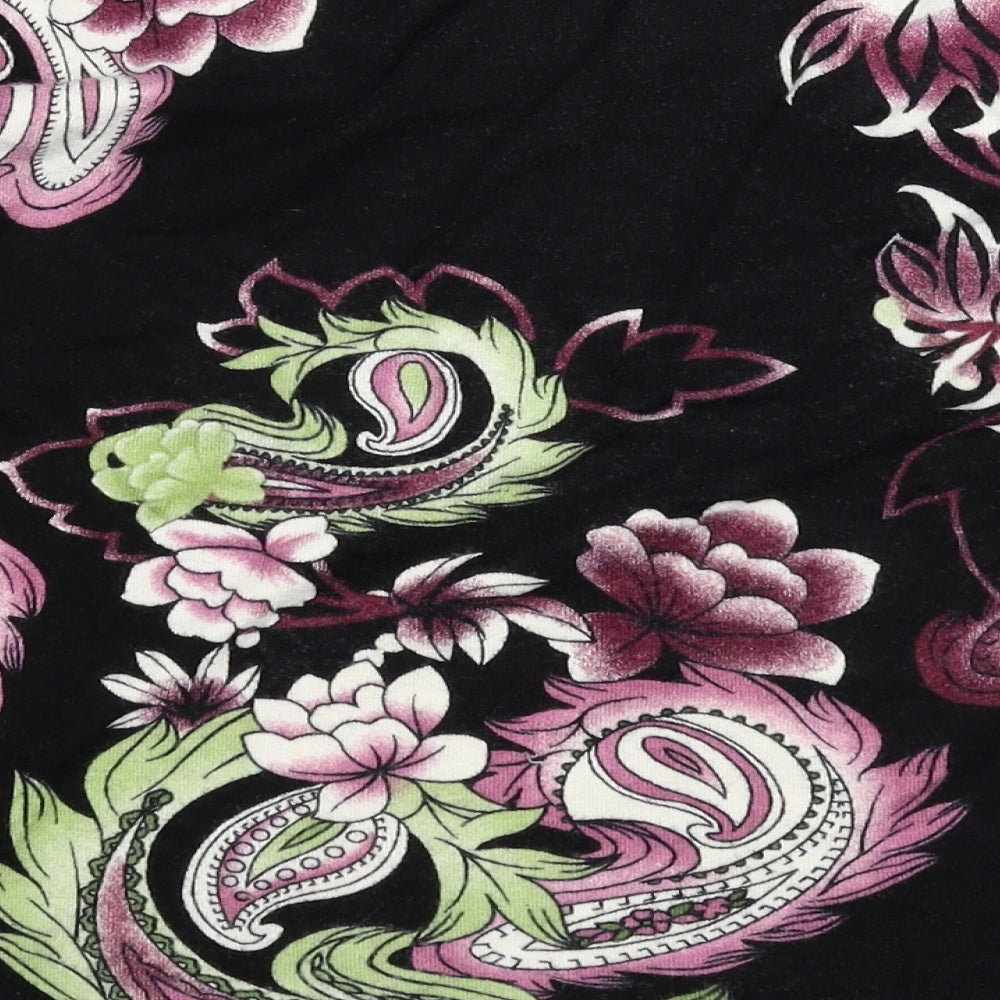 Preworn Womens Black Floral Knit Pullover Jumper Size L